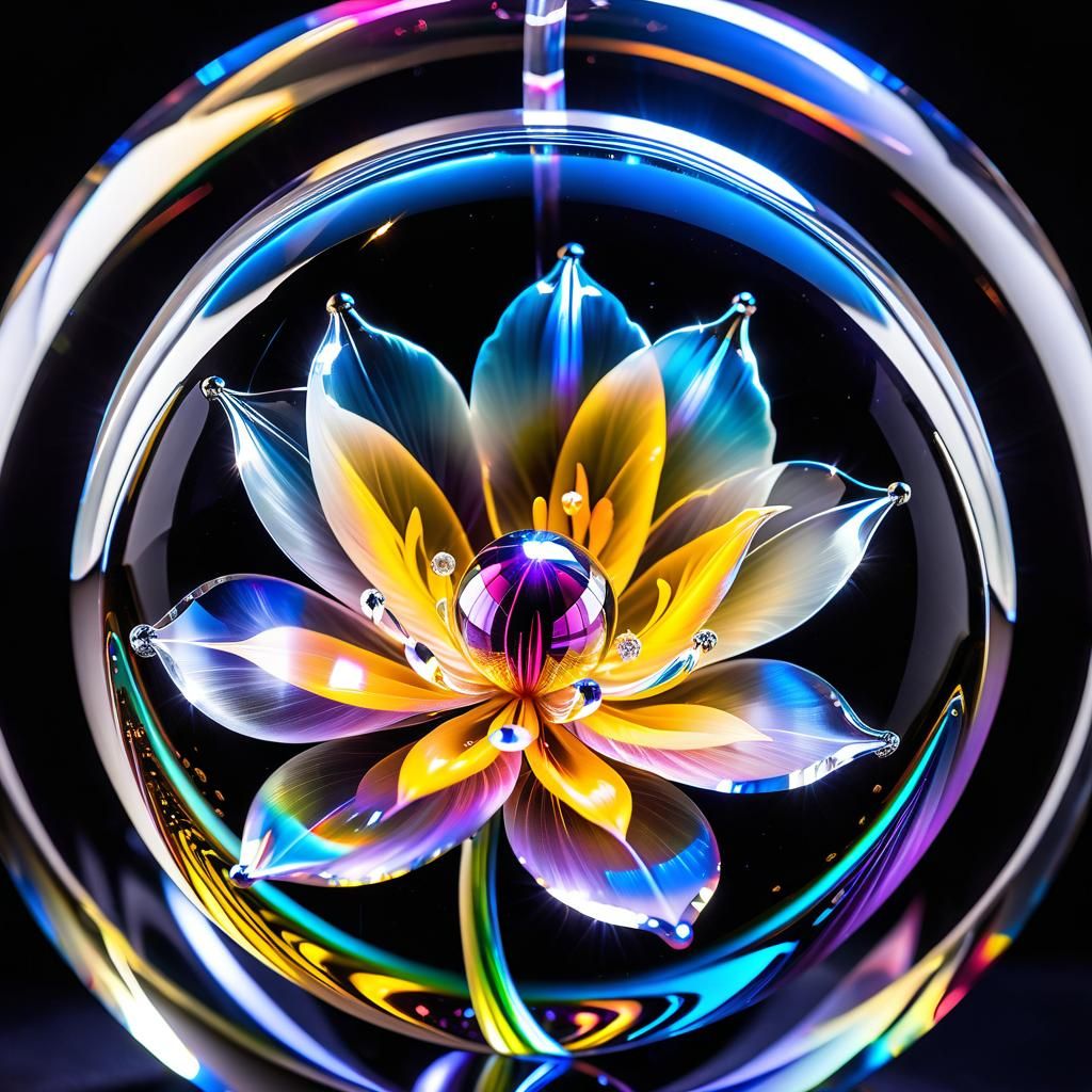 Cel-Shaded Plasma Flower in Crystal Orb