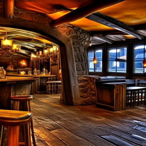 Hyperrealistic Pirate Tavern in Cinematic Lighting