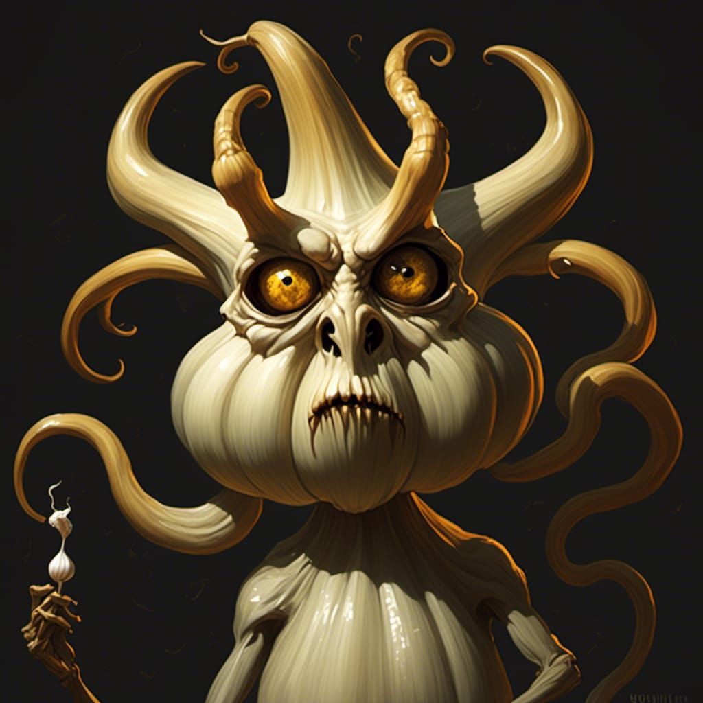 Evil Anthropomorphic Garlic Character Design