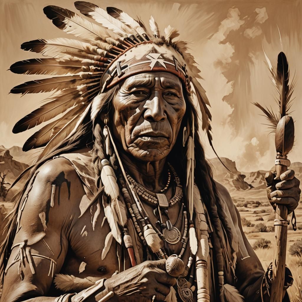 Chief Poundmaker Delivers Speech in Sun-Drenched Landscape