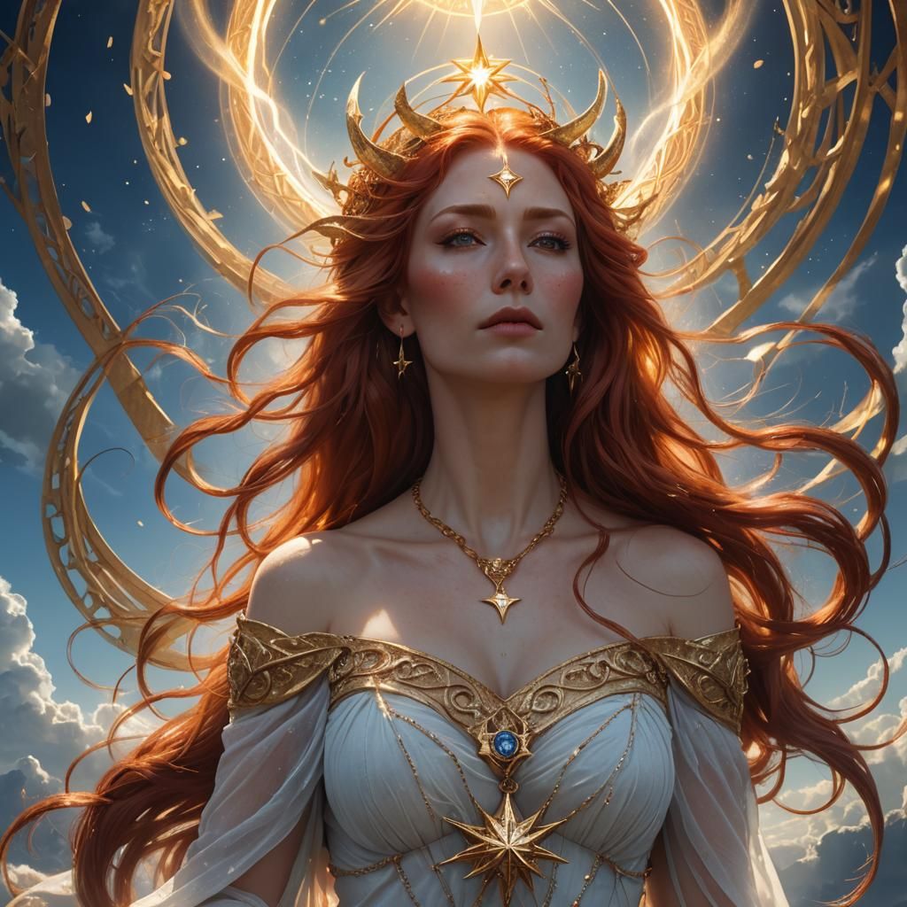 Goddess with Red Hair in Fantasy Concept Art