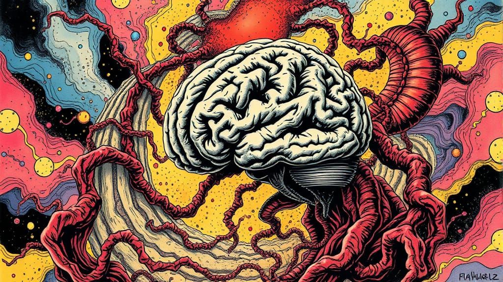 Eldritch Brain Emerges from Cosmic Vortex in Surreal Ink