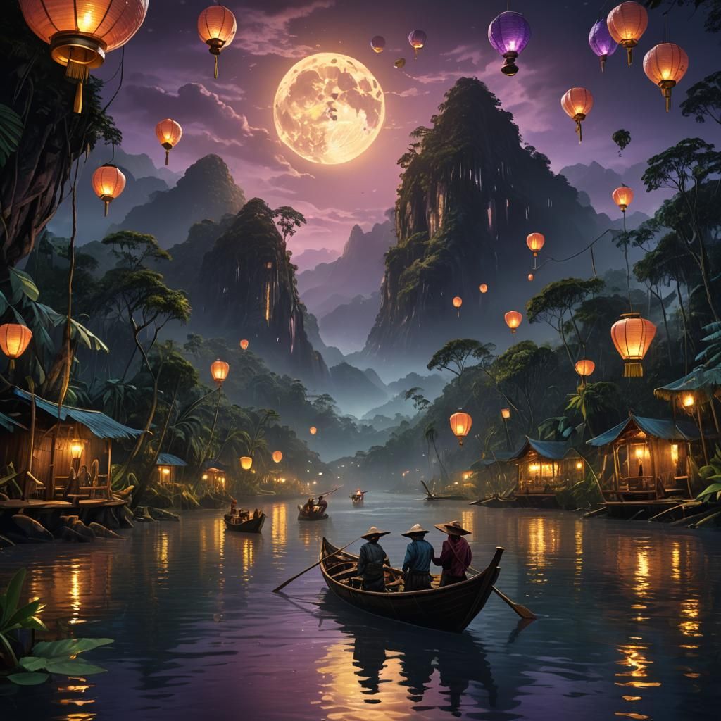 Night River Journey Through Amazon Rainforest