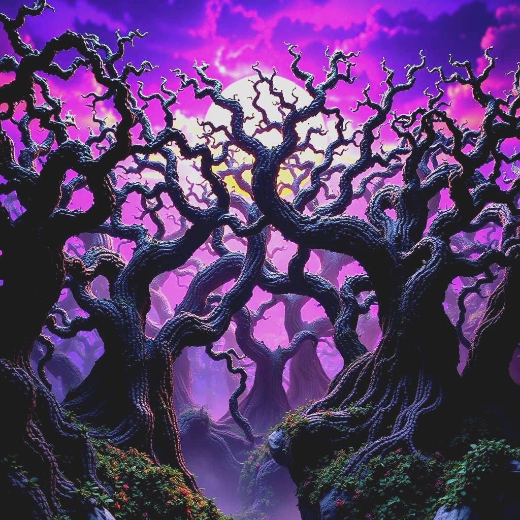 Lego Fantasy Forest in Dark Fantasy Style