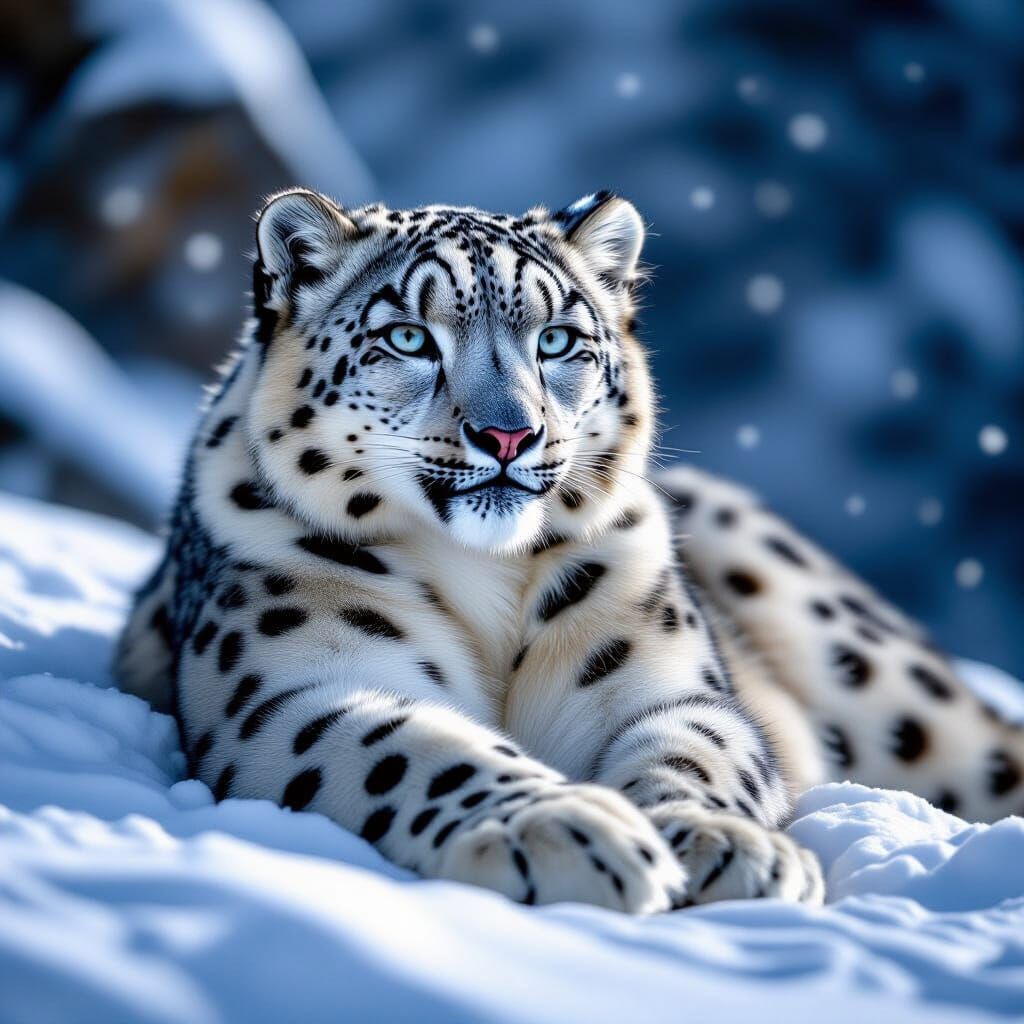 Majestic Snow Leopard in Cinematic Lighting