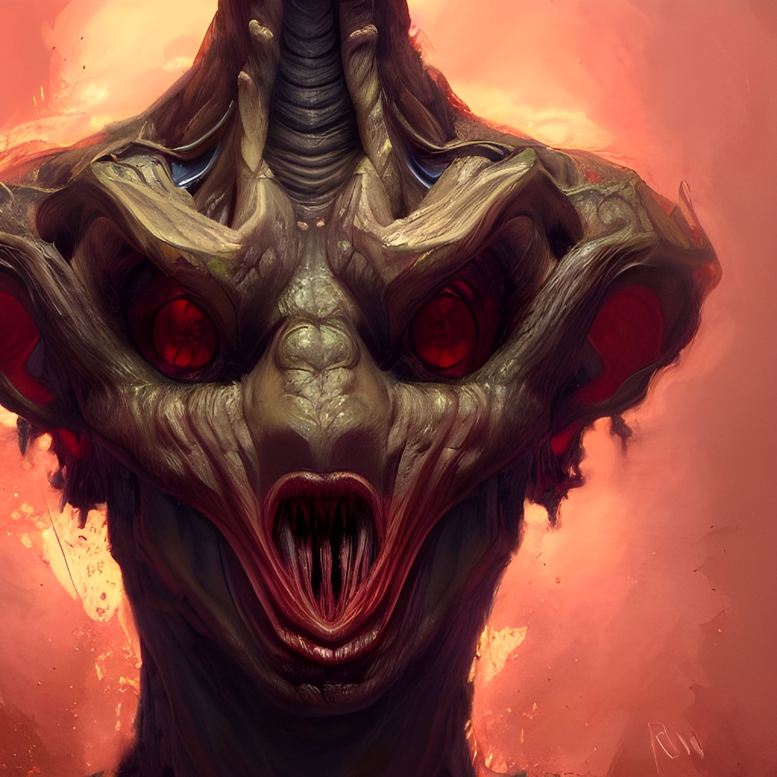 Hyperrealistic Demogorgon Portrait in Expressionist Style