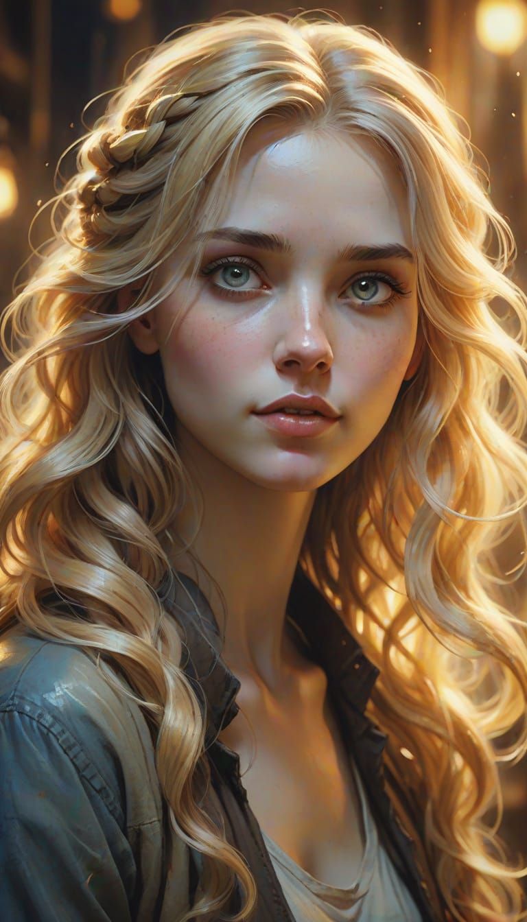 Photorealistic Portrait of a Beautiful Woman in Watercolor S...