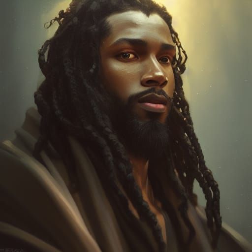 Detailed Portrait of Black Man in Ancient Robes