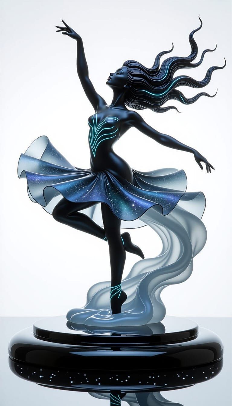Obsidian Dancer Figurine in Starry Void