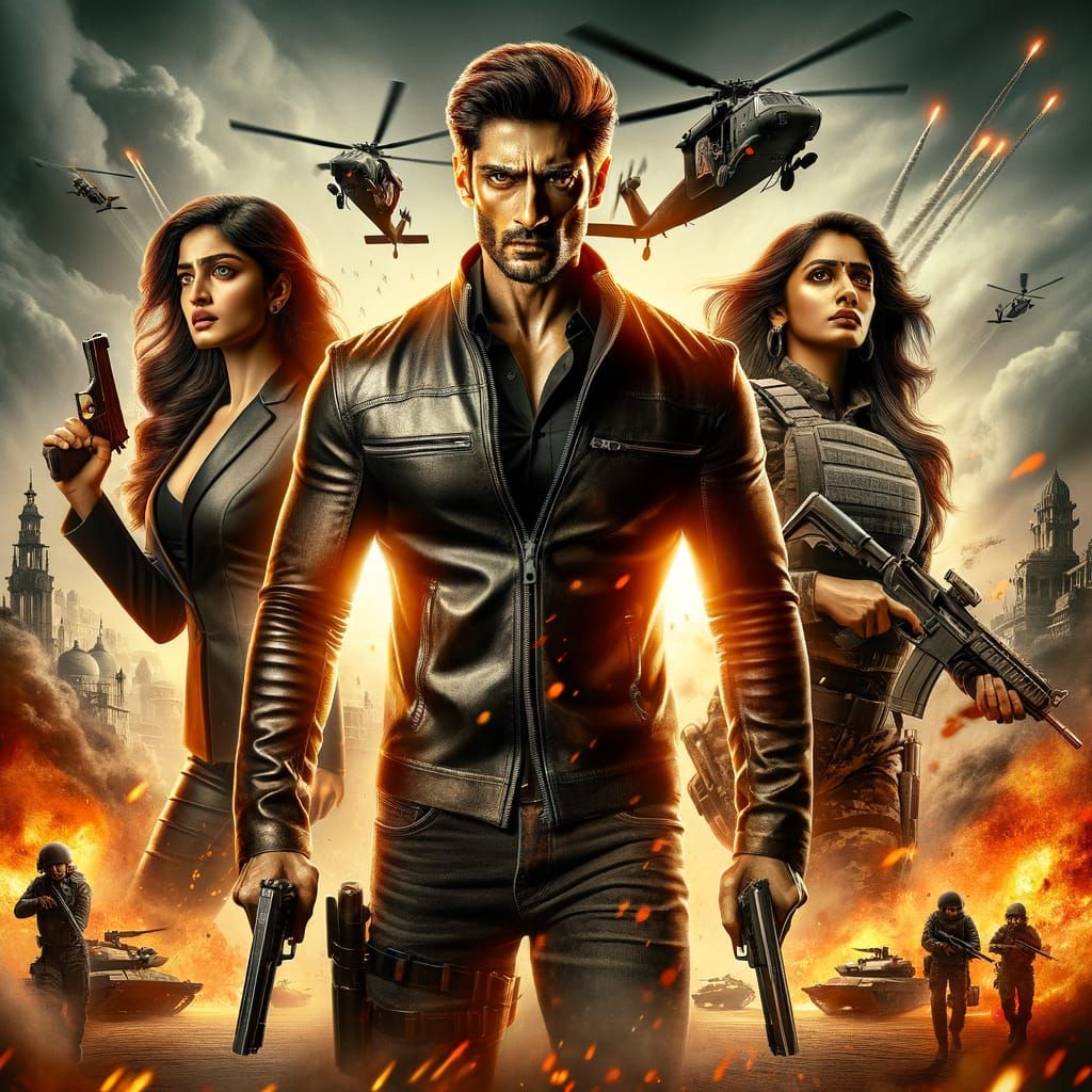 AAKRAMAN: High-Energy Bollywood Action Movie Poster