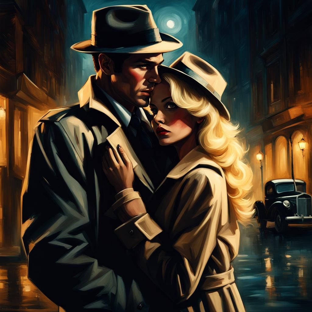 Film Noir: Man and Woman in City Street