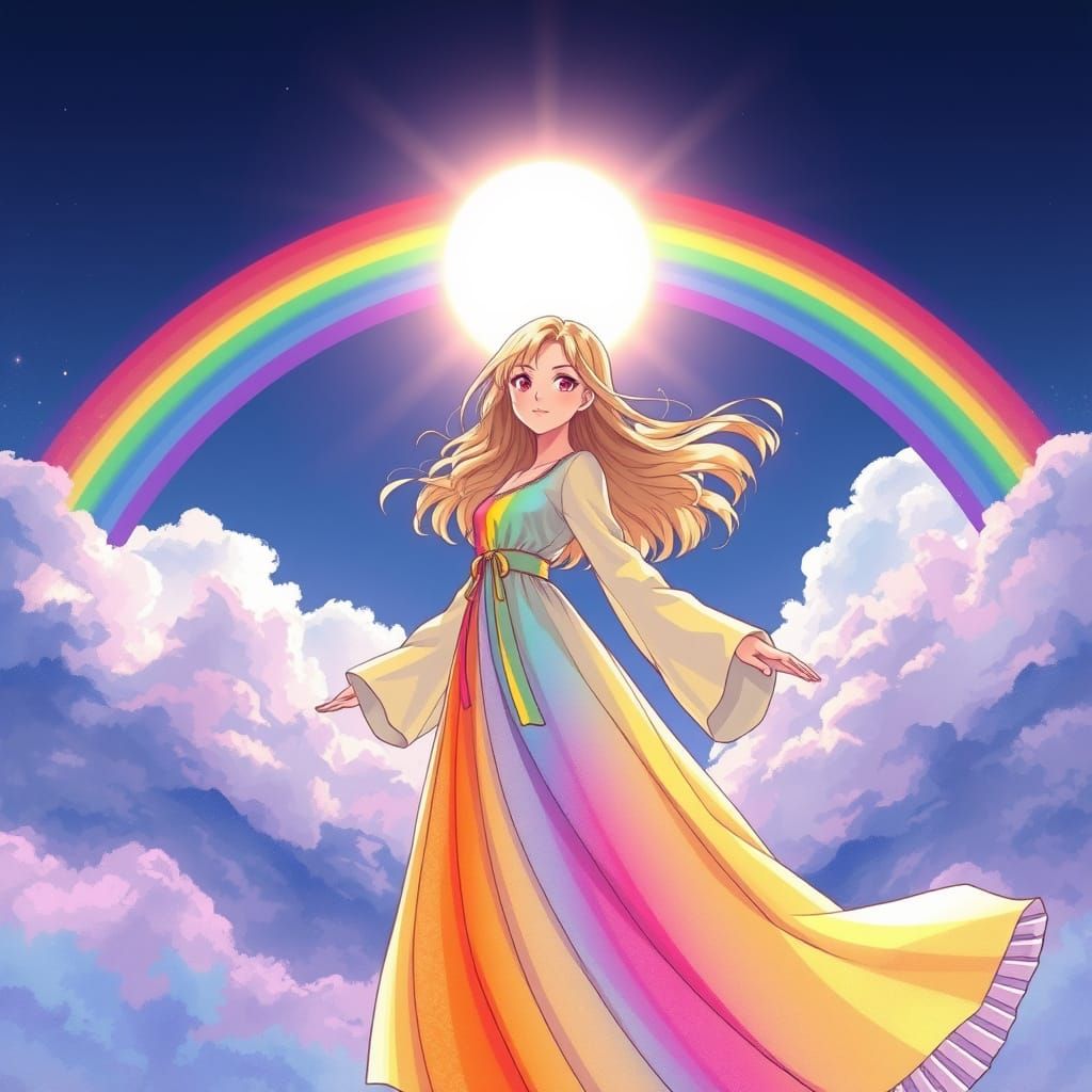 Manga-Inspired Goddess of Light Radiates Rainbow Glory