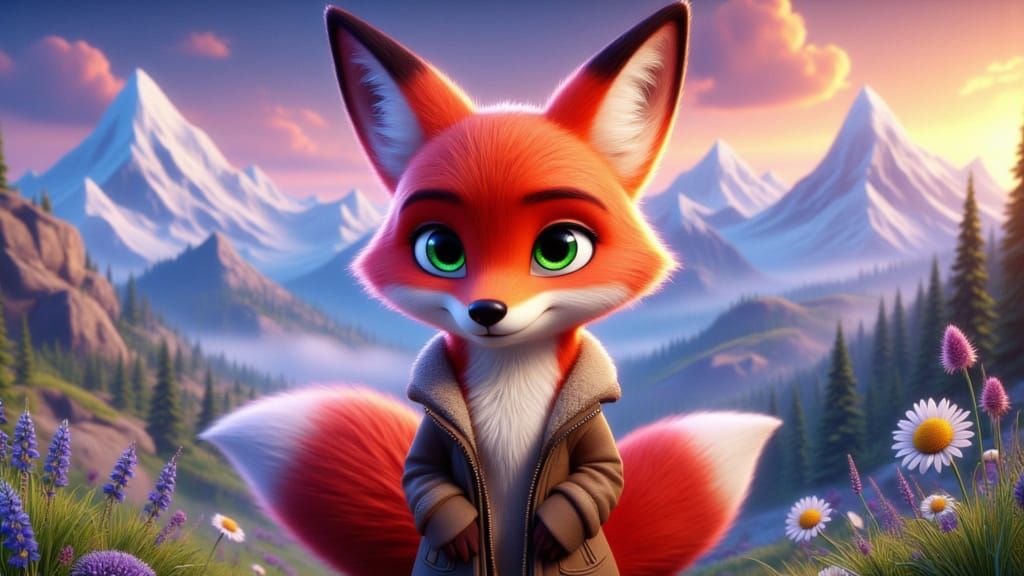 Heroic Fox Nikita Movie Poster in Pixar Style