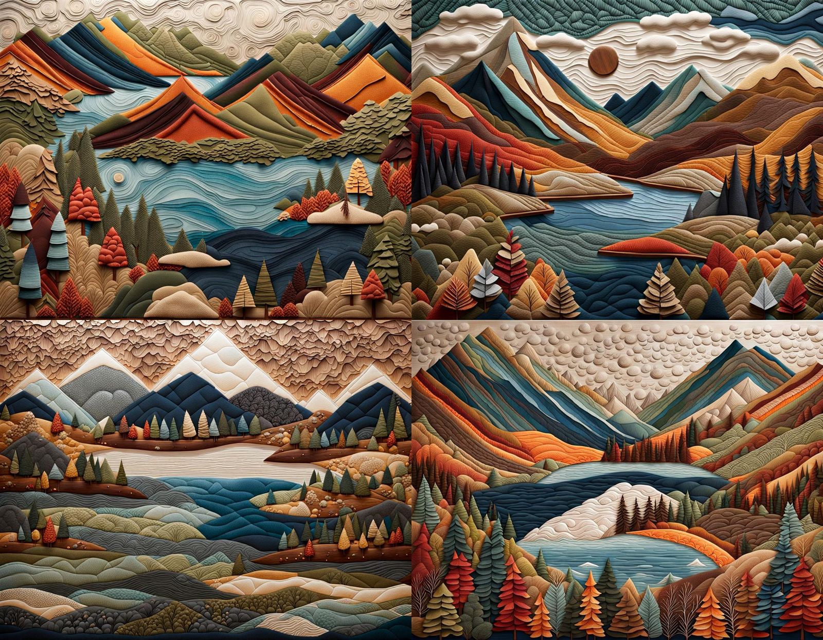 Tactile Nature Scene with Mountains and Lakes
