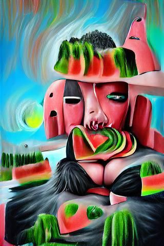 Surreal Watermelon Lord in Abstract Style