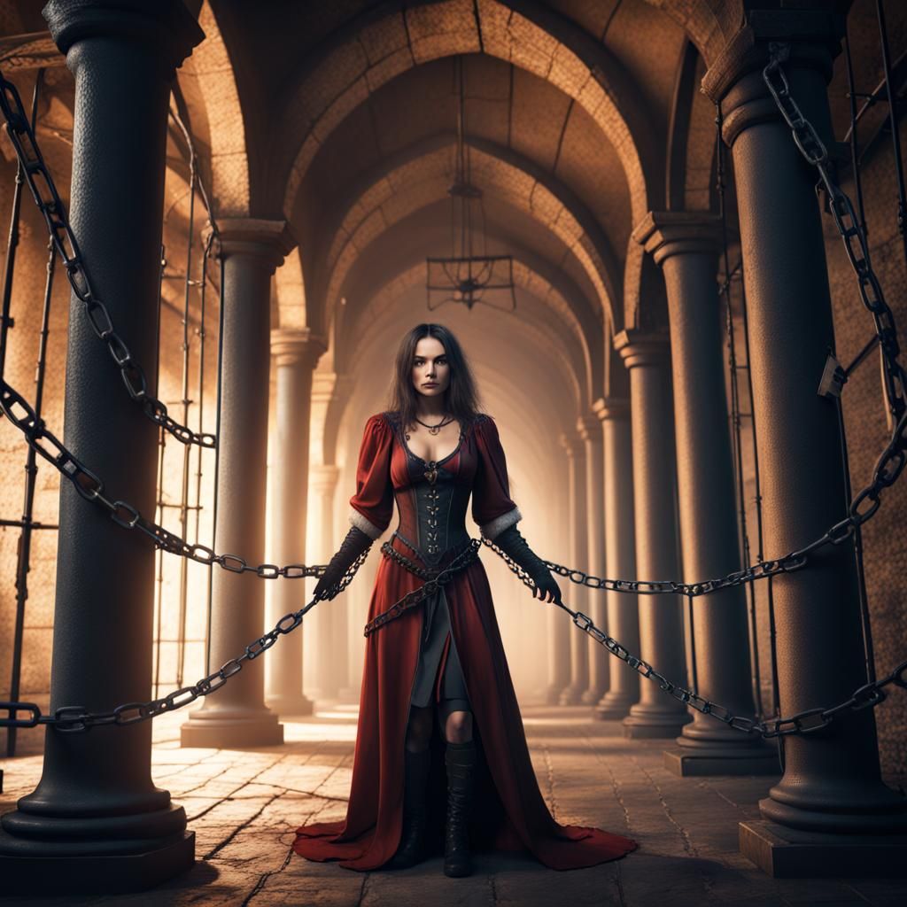 Chained Beauty: Medieval Jail in Detailed Matte Painting