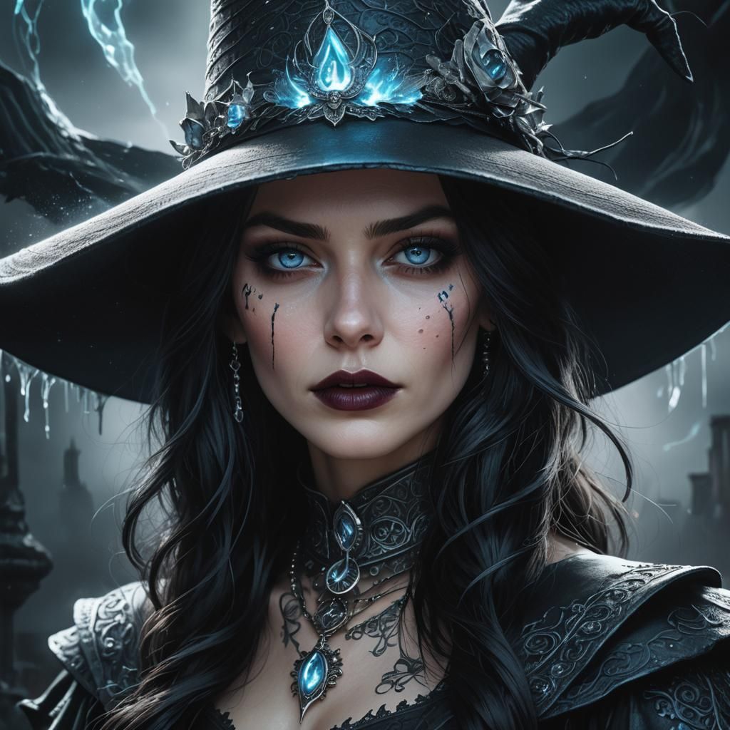 Woman with Luminous Tattoos in Cyberpunk Gothic Art