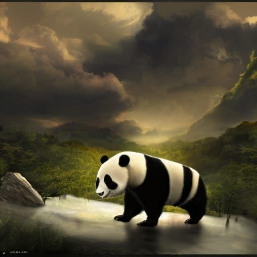 Lonely Panda: Digital Art of Earth's Last Panda