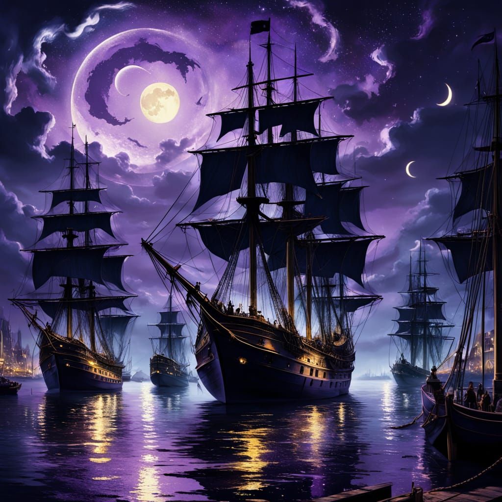 Ethereal Harbor Scene in a Dark Fantasy World