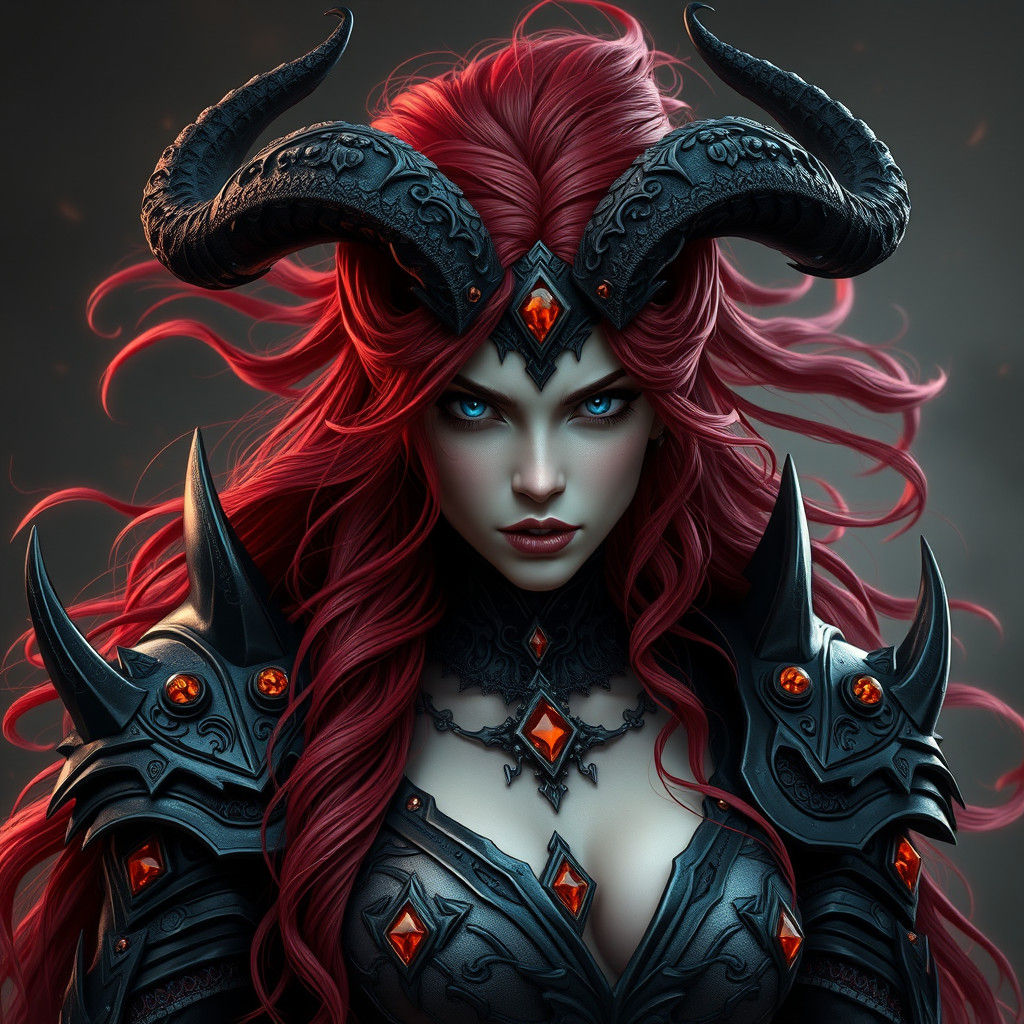 Fierce Female DnD Warrior with Crimson Hair