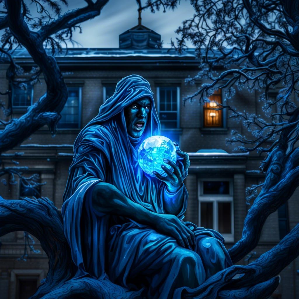 Menacing Jinn with Blue Fire Eyes