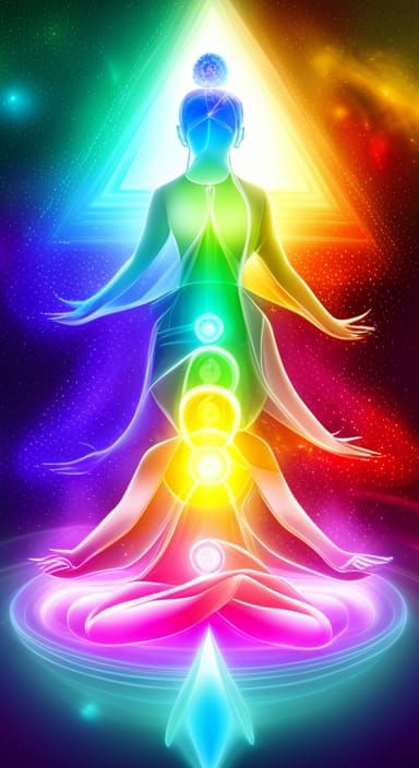 Astral Energy Body in Lotus Pose with Chakras