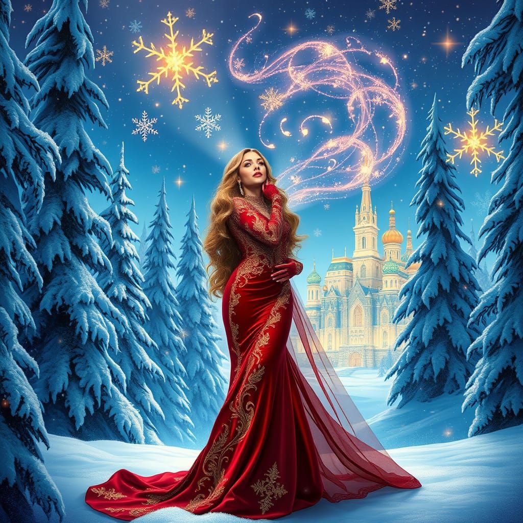 Mariah Carey in Whimsical Winter Wonderland with Magical Sno...