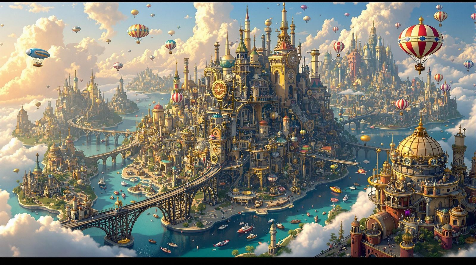 Steampunk Archipelago with Clockwork and Dirigibles