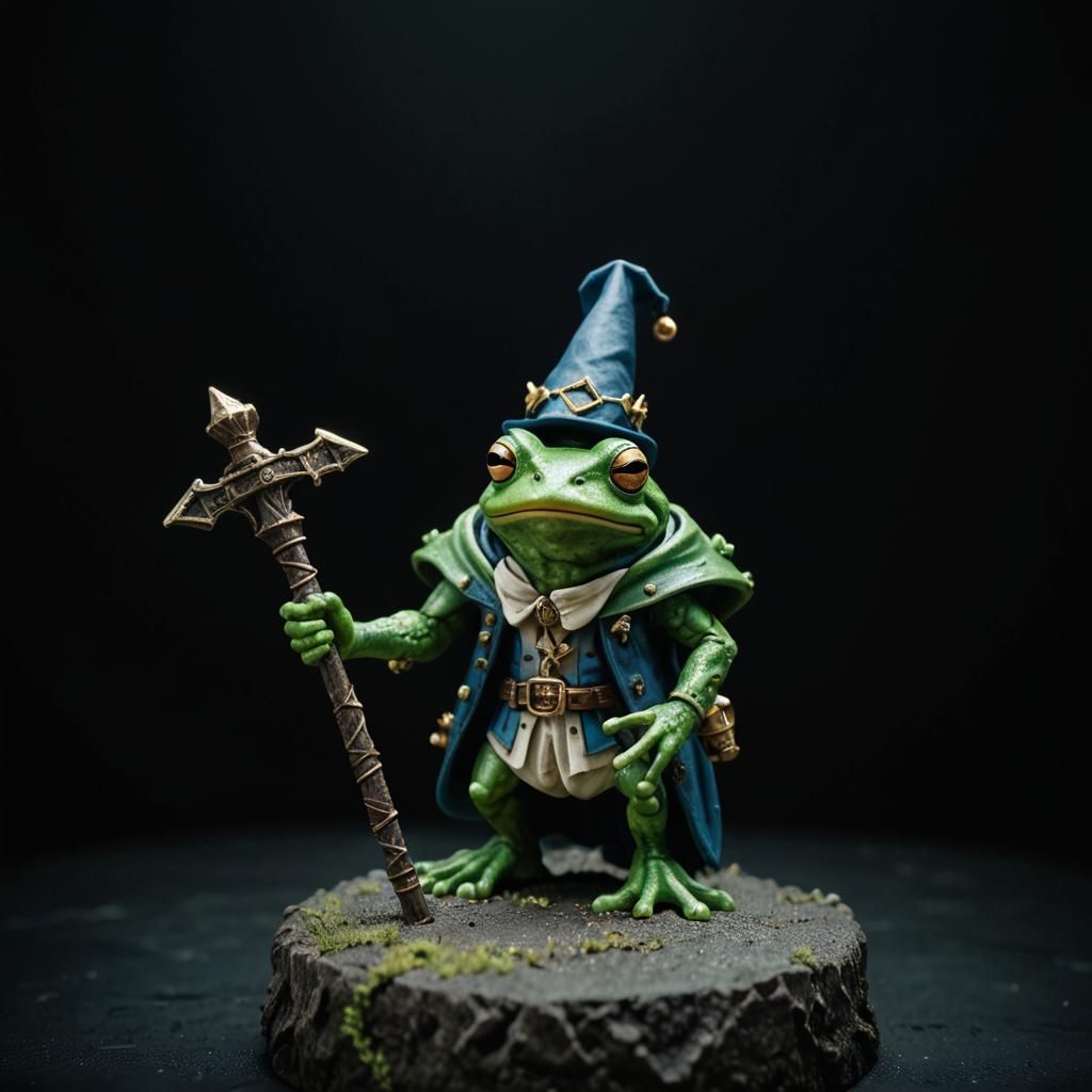 Frog Wizard Miniature in Warhammer 40k Style