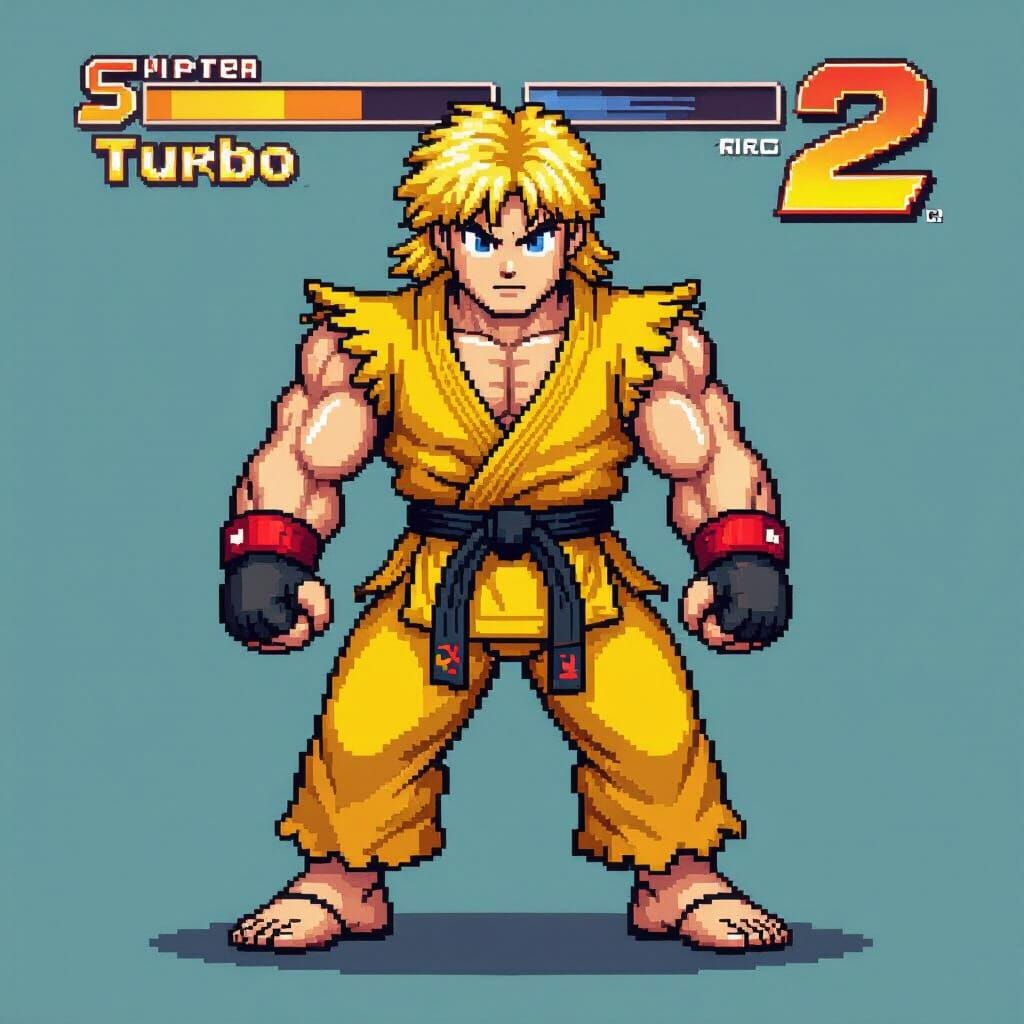 Ken Masters Pixel Art: Super Street Fighter 2 Turbo Sprite