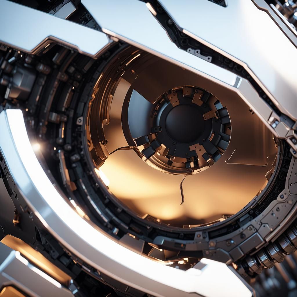 Futuristic Robot Mech with Fractured Glass in Sci-Fi Style