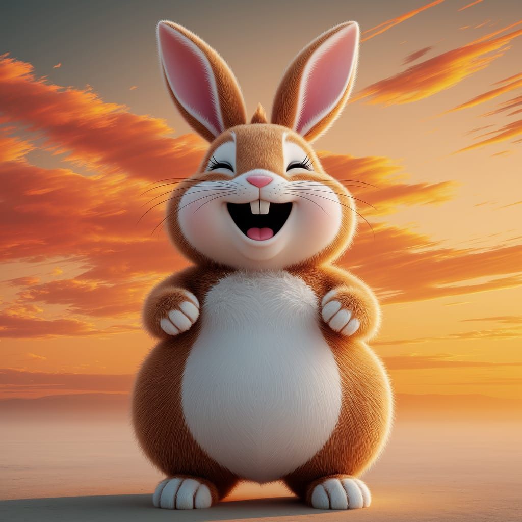 Laughing Rabbit in Golden Sunset Photograph