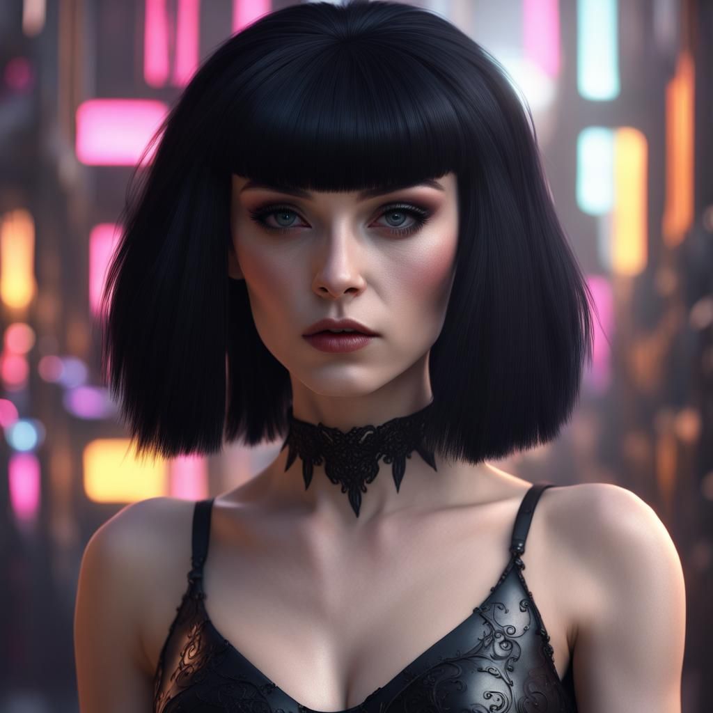 Gothic 1980s Beauty in Detailed Matte Painting