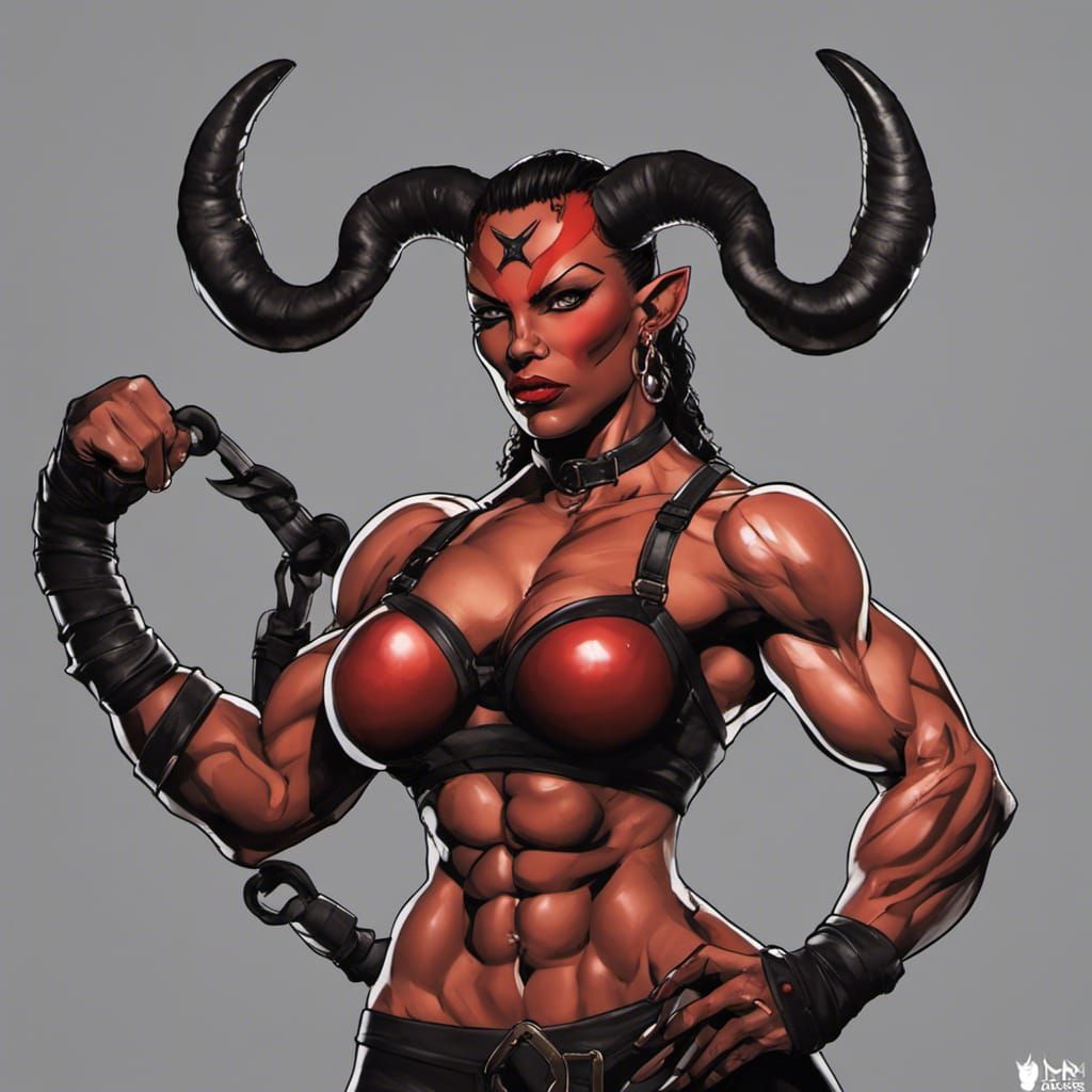 muscular female demon