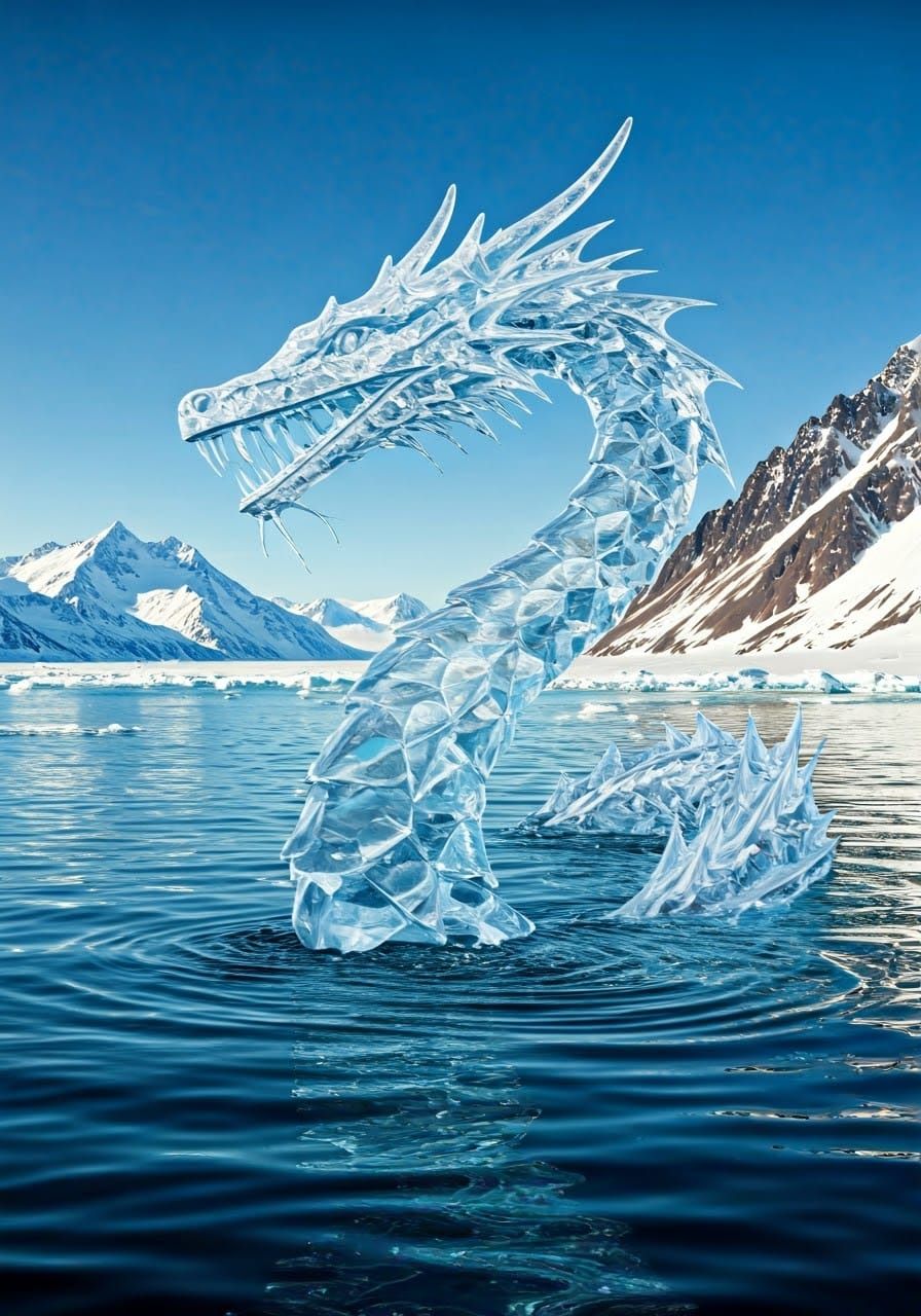 Glistening Ice Serpent Glides Through Arctic Waters
