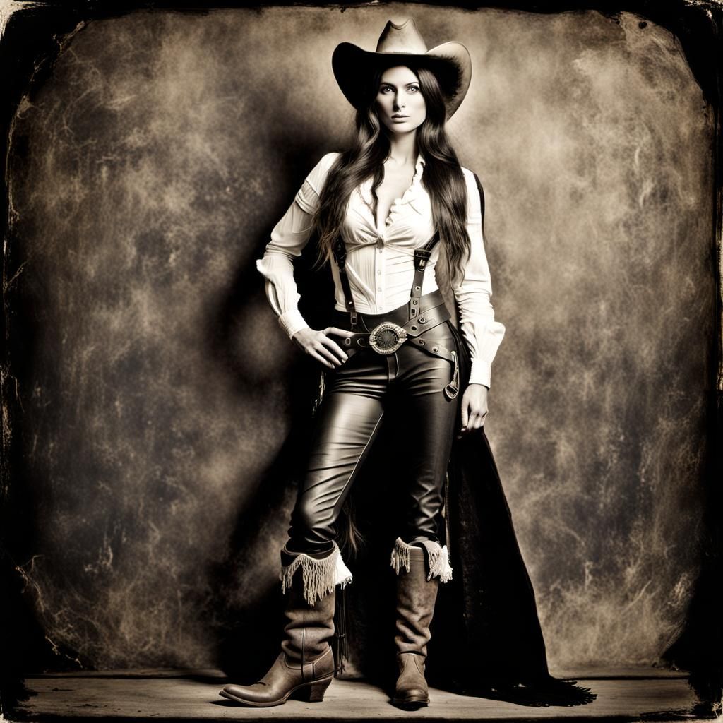 1870s Cowgirl in Daguerreotype Style
