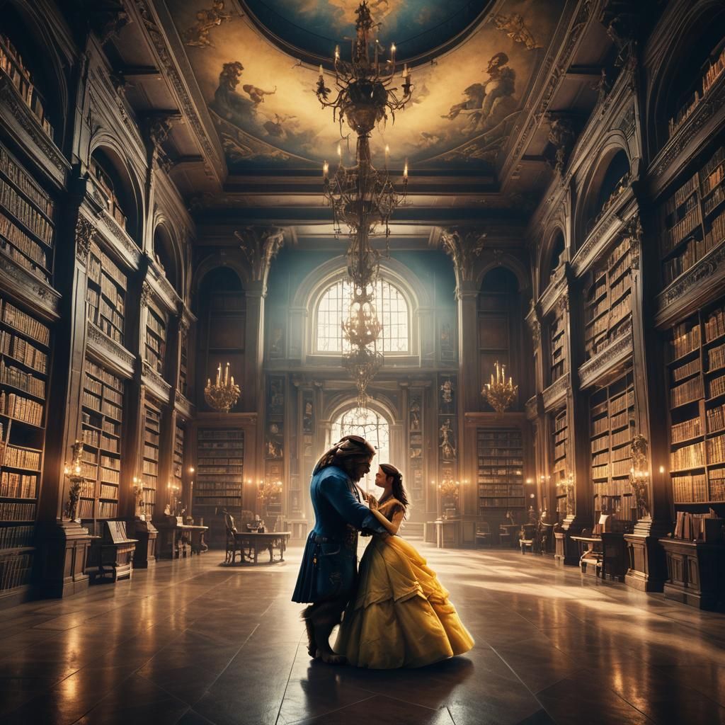Beauty and the Beast in a Majestic Library