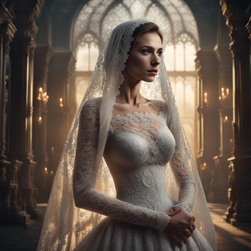 Beautiful Woman in Laced Dress Portrait