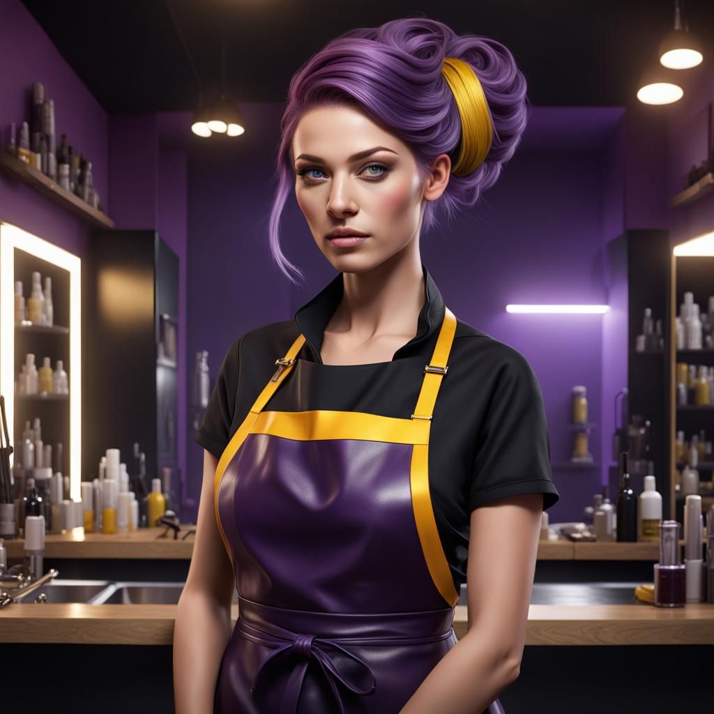 Modern Hairdresser in Salon, Dark Fantasy Concept Art