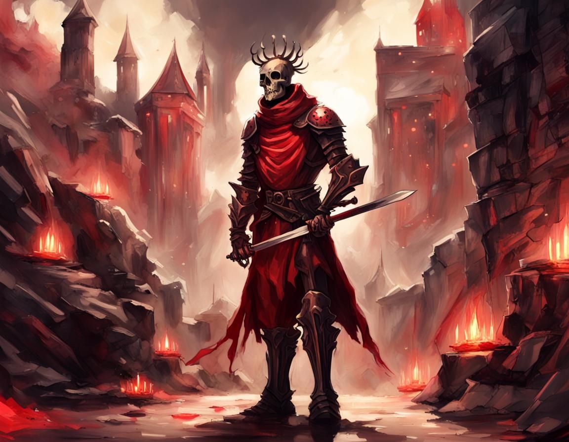 Evil Skeleton Knight in Red Armor