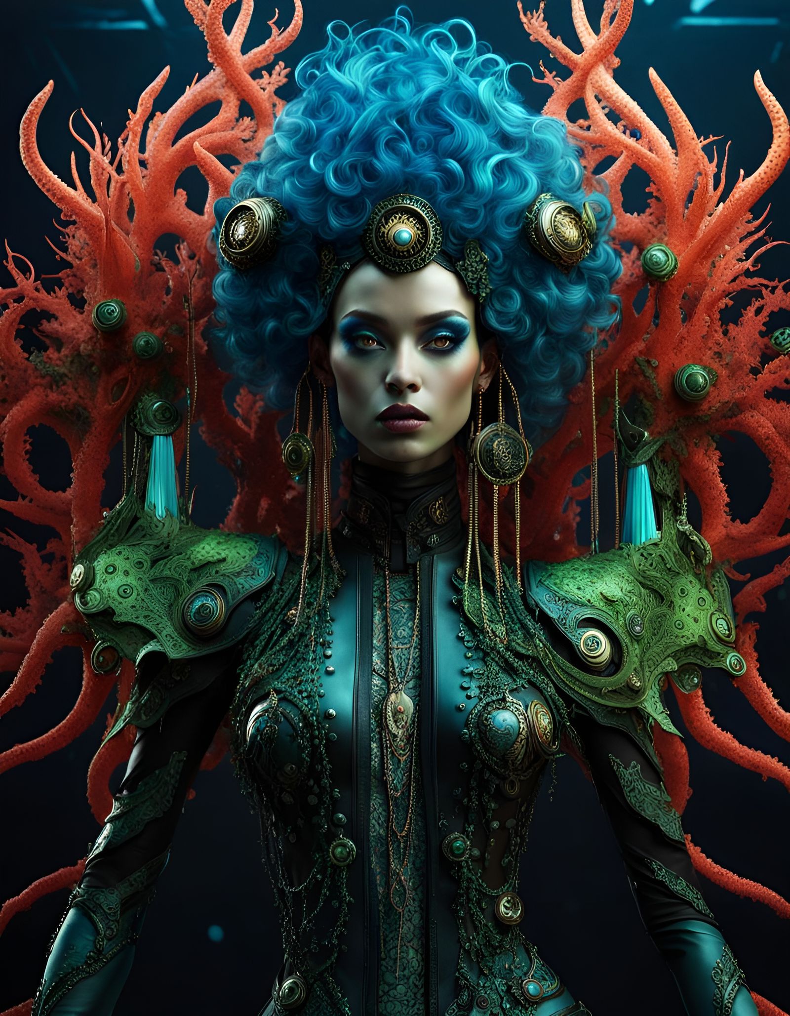 Scaled Humanoid in Hip-Hop Clothing with Neon Splash