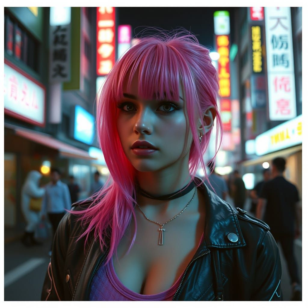 Cyberpunk Girl in Neo Tokyo Film Still