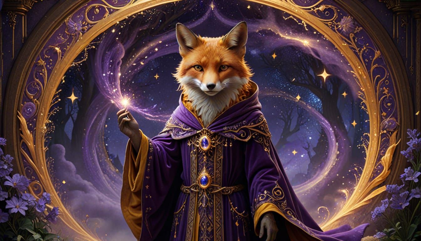 Majestic Fox Wizard Before Stardust Vortex