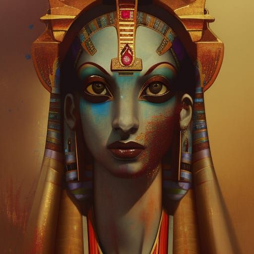 Anubis in Ancient Egypt with Ruby-Red Gown