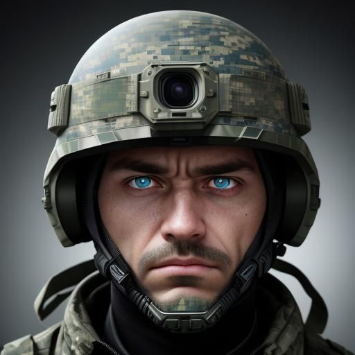 Cyber Warrior Portrait in Tactical Armor, Digital Art