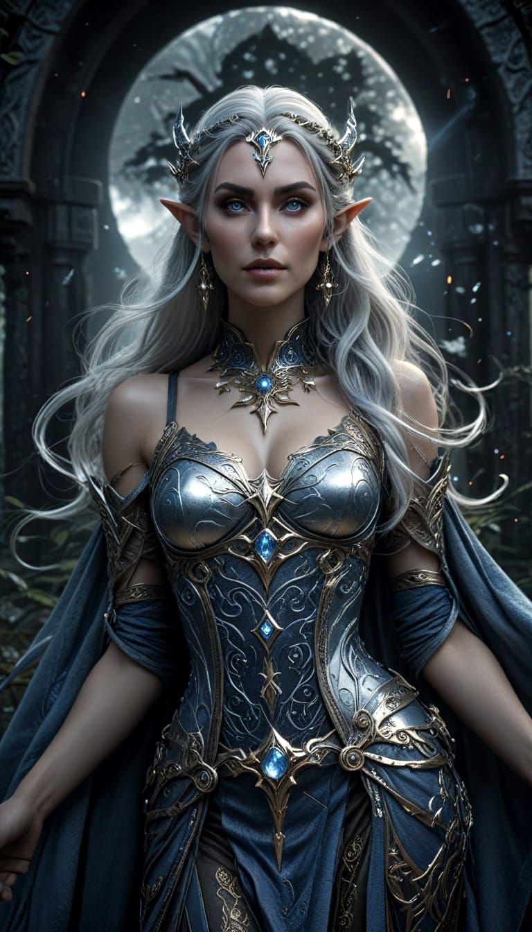 Majestic Elf Mage in Enchanted Forest