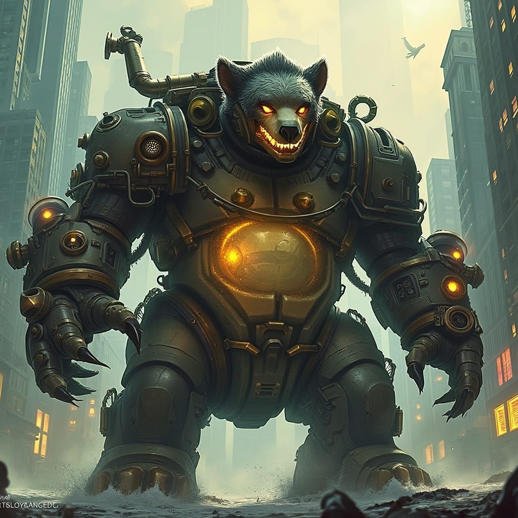 Mechanical Bear in Metropolis, Comic Book Style