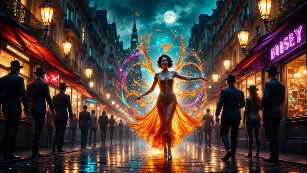 1920s Paris Street Meets Cyberpunk Portal