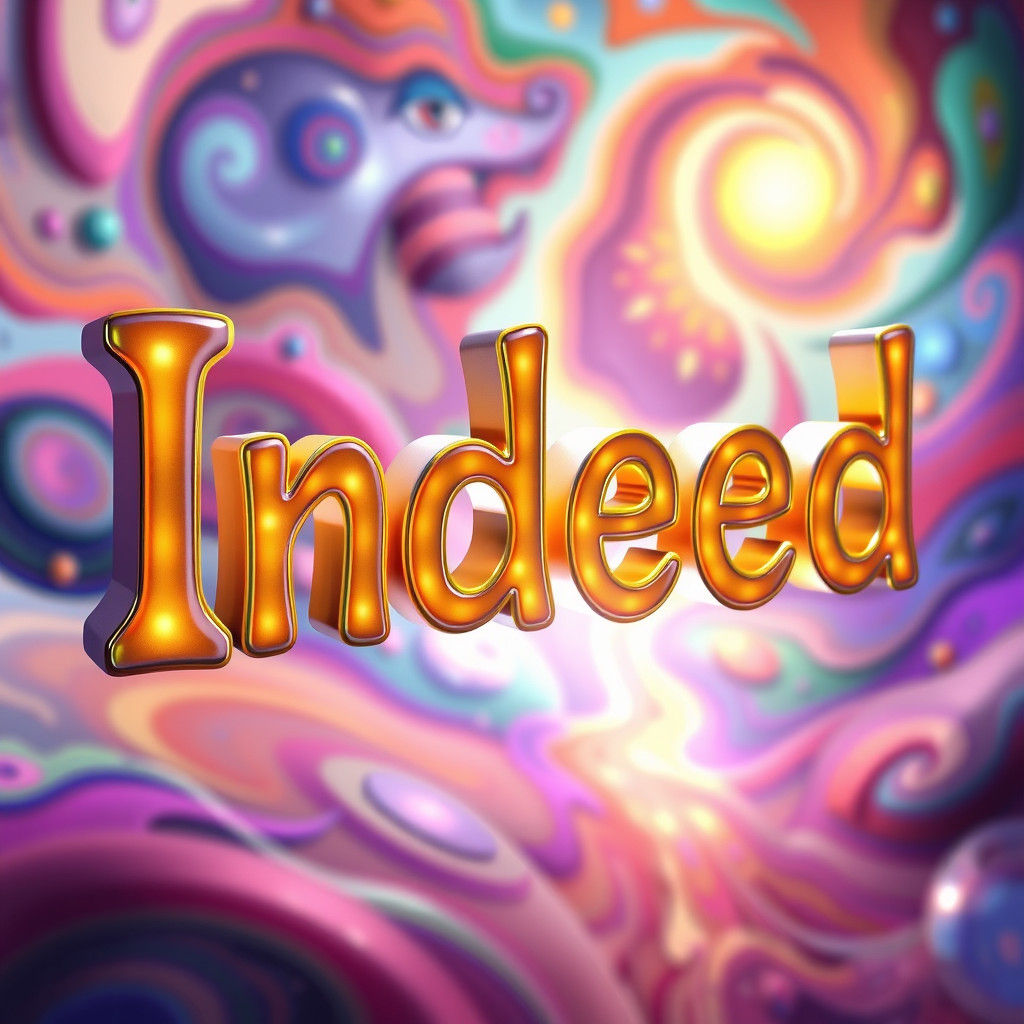 Luminous 3D Font Spells "Indeed" in Dreamlike Scene