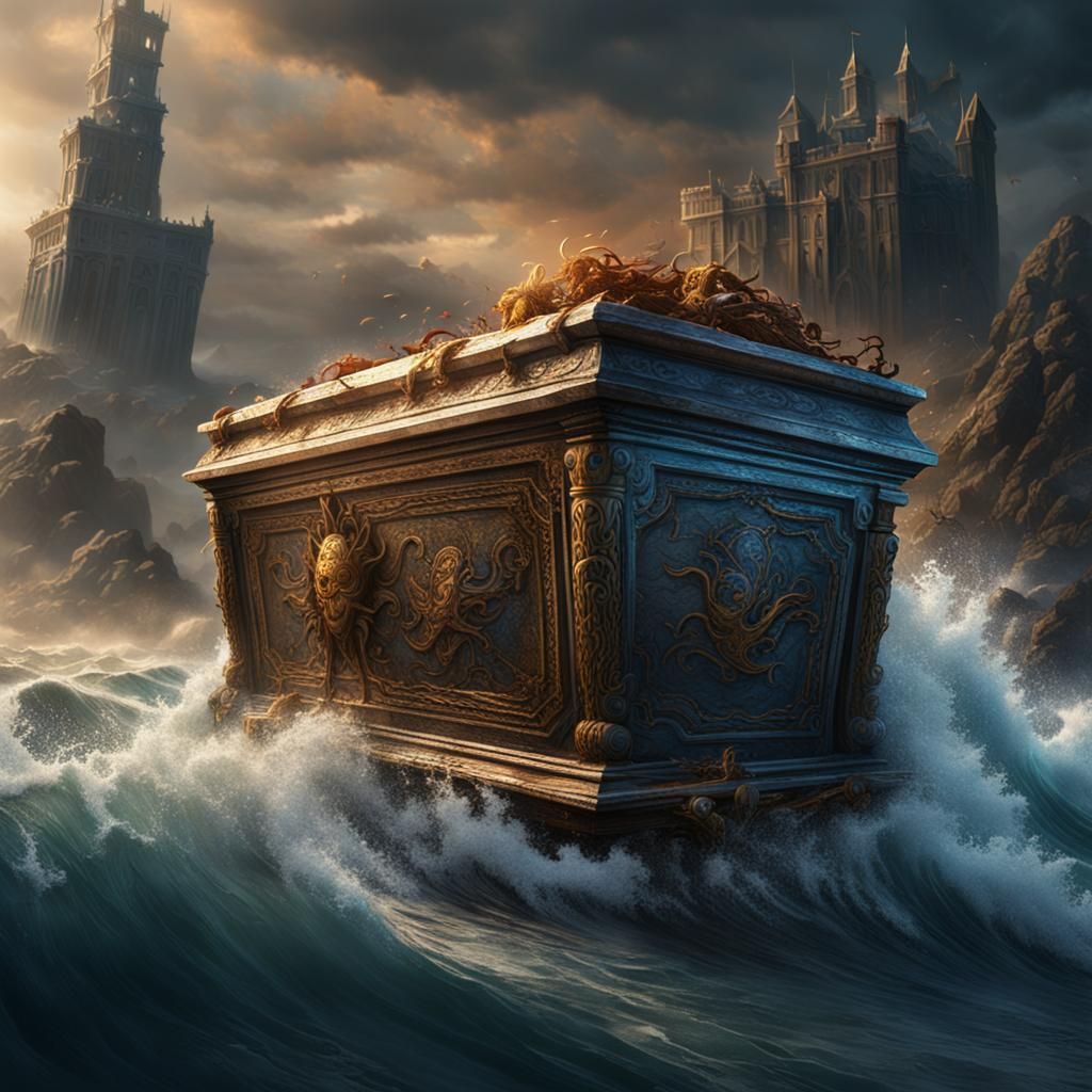 Solemn Coffin Burial at Sea: Fantasy Concept Art